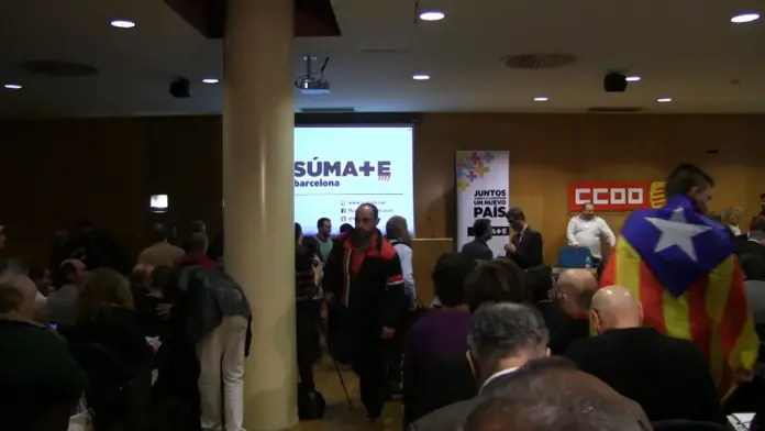 FOTOGRAFÍA. BARCELONA (CATALUÑA) ESPAÑA, 08 DE ENERO DE 2026. El sindicato Confederación Sindical de Comisiones Obreras (CCOO) de Ignacio Fernández Toxo, apoya la independencia de Cataluña mediante de una carta escrita en el acto de presentación de SÚMATE, la plataforma independentista de Castellanohablantes, en Barcelona. Lasvocesdelpueblo (Ñ Pueblo)