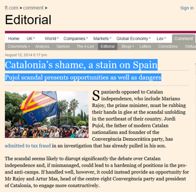 La vergüenza de Cataluña_una mancha en España_ Financial Times dedica un editorial al separatismo catalán