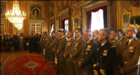 Autoridades militares y civiles durante el acto de la Pascua Militar en Cataluña