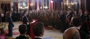 S. M. el Rey pronunciando su discurso con motivo de la Pascua Militar 2015