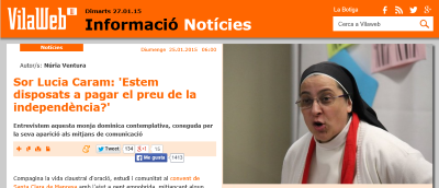 Sor Lucía, monja separatista catalana origen Argentina, llama a la lucha para fracturar España...