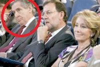 De la Izda. a la Dcha. : el delincuente Miguel Blesa, Mariano Rajoy y Esperanza Aguire, presidenta del PP Madrid y expresidenta de Madrid