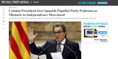 Artur Mas muerto de miedo, dice la irrupción de CIUDADANOS y PODEMOS es muy negativa para el separatis