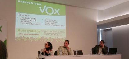 VOX  propone la eliminación de la zona azul durante su primer acto en Gerona, bajo el lema 'Valores con VOX'