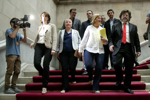 Fotografía de separatistas excluyentes de UDC (Dcha a Izda.) Antoni Castellà, Núria De Gispert, Marta Vidal y Assumpció Lailla, Foto archivo diario Ara.