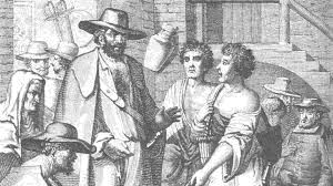 Rinconete y Cortadillo en el patio de Monipodio