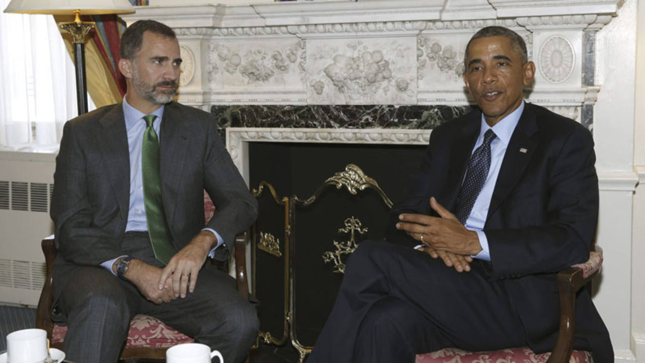 Su Majestad el rey Felipe VI reunido con el presidente estadounidense, Barack Obama