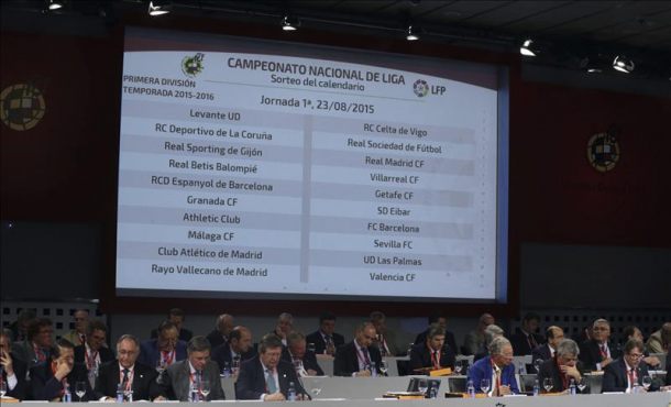 resultado final del sorteo del calendario de la Liga BBVA y Adelante de la temporada 2015-2016,