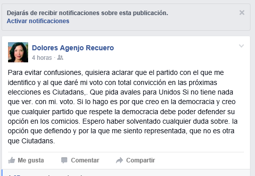 Dolores Agenjo Recuero «Daré mi voto con total convicción en las próximas elecciones es Ciutadans»