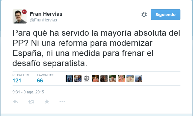 Fran Hervías critica los 4 años de mayoría absoluta del PP