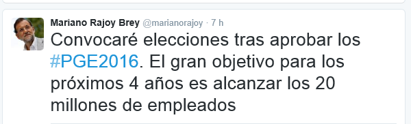 El presidente del PP, Rajoy, promete crear «20 millones de empleados» en 2016