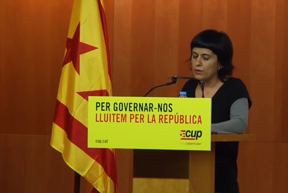 La dirigente separatista extremista, Anna Gabriel Sabaté, durante un acto de su partido. Archivo Lasvocesdelpueblo.