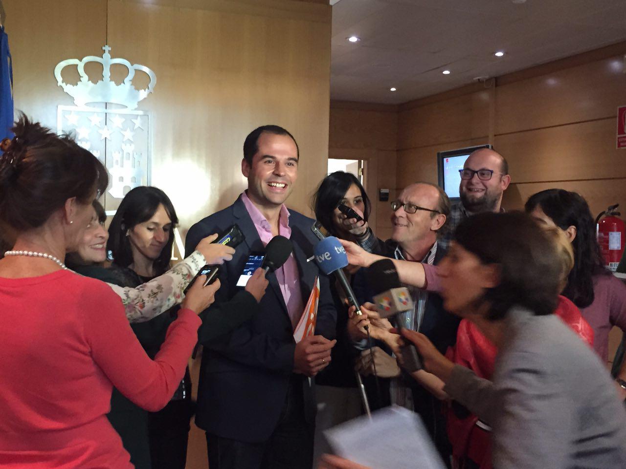 El líder del Ciudadanos en Madrid, Ignacio aguado, en declarciones hoy a los medios de comunicaciones.