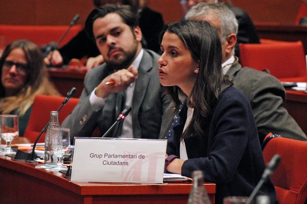 La líder de Ciudadanos, Inés Arrimadas, hoy durante la comparecencia de artur Mas Gavarró (Copiar)