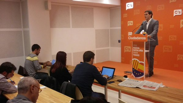 el líder de ciudadanos, albert Rivera, hoy en Barcelona,