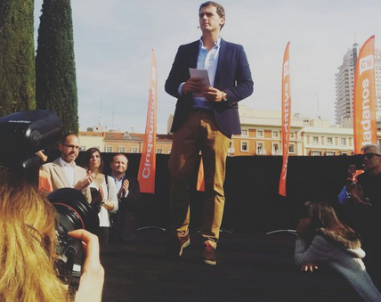 líder de Ciudadanos, Albert Rivera, durante el acto. (Copiar)