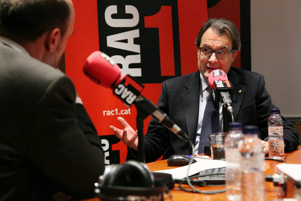 El candidato de JxSí a la investidura, Artur Mas Gavarró, hoy durante su entrevista a RAC1. Lasvocesdelpueblo