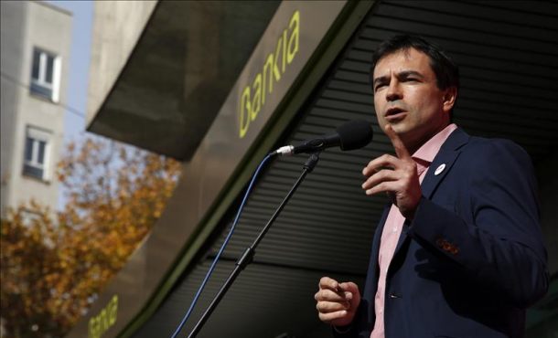 El candidato de UPYD a la Moncloa, Andrés Herzog, durante su intervención en un acto electoral ayer en Madrid. EFE