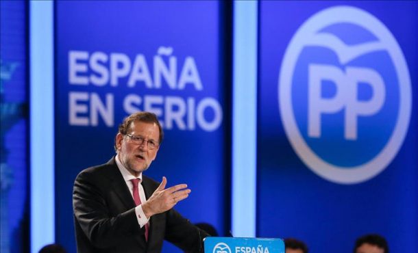 El presidente del Gobierno y candidato a la reelección por el Partido Popular, Mariano Rajoy, hoy en Madrid. Foto Efe