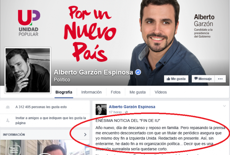 Alberto Garzón: «IU no muere o desaparece por muchas veces que aparezca en un titular»