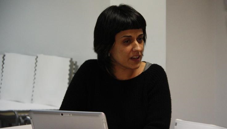 La diputada de CUP y portavoz de CUP-CC ayer en la sede de la formación en Barcelona. Foto ANC