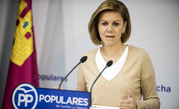 La secretaria general del PP y presidenta del partido en Castilla-La Mancha, María Dolores de Cospedal, durante la reunión de trabajo. EFE