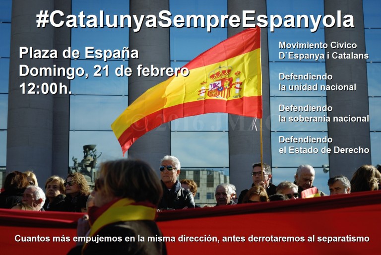 España y Catalanes se suma a la convocatoria «Juntos contra el separatismo» del 21-F en Barcelona