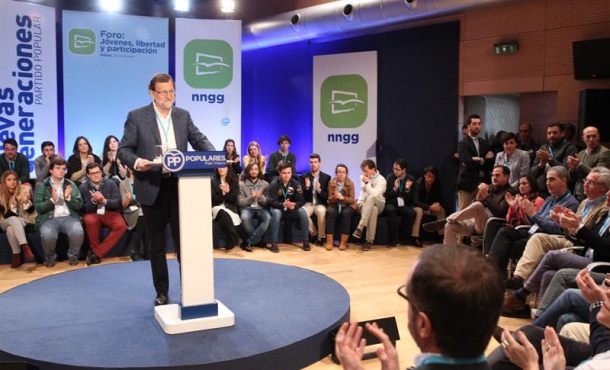 El presidente del Gobierno en funciones y líder del PP, Mariano Rajoy, durante su intervención en el I Foro de Jóvenes, Libertad y Participación. Efe.