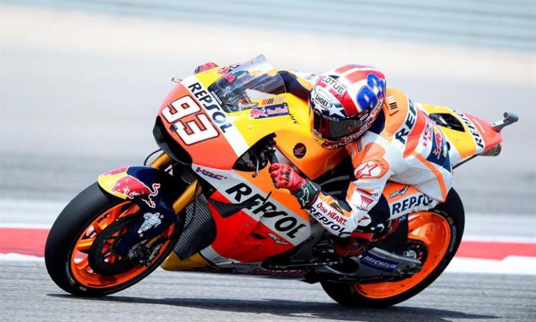 El español Marc Márquez ya es sólido líder en MotoGP aunque su Honda no va como quiere