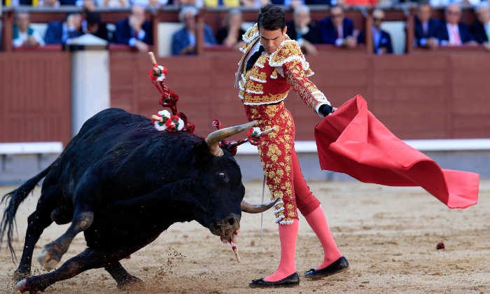 El diestro José María Manzanares da un pase con la muleta durante la Corrida de la Beneficencia. EFE