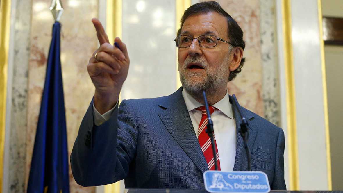 Rajoy baraja someterse a la votación de investidura el 3 de agosto. Captura vídeo de rtve del presidente en funciones de España ayer durante la rueda de prensa. lasvocesdelpueblo.