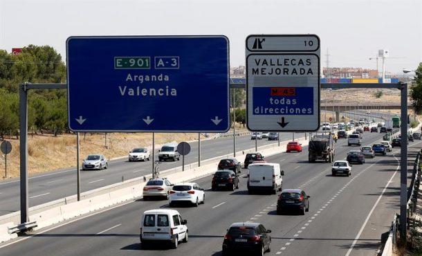 Estado de la circulación en la salida de Madrid por la carretera de Valencia durante el último fin de semana de julio. EFE