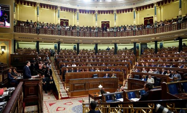 El presidente del Gobierno en funciones, Mariano Rajoy durante su intervención el 30 de agosto en el Congreso de los Diputados, en el debate de investidura. Archivo Efe.