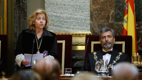 La fiscal general del Estado, Consuelo Madrigal durante su intervención. captura imágenes de rtve. Lasvocesdelpueblo.