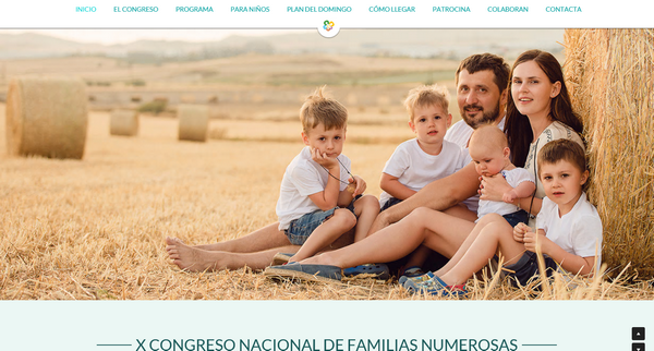 Portada del X Congreso Nacional de Familias Numerosas del octubre 2016, con una familia numerosa española de 4 hijos Lasvocesdelpueblo