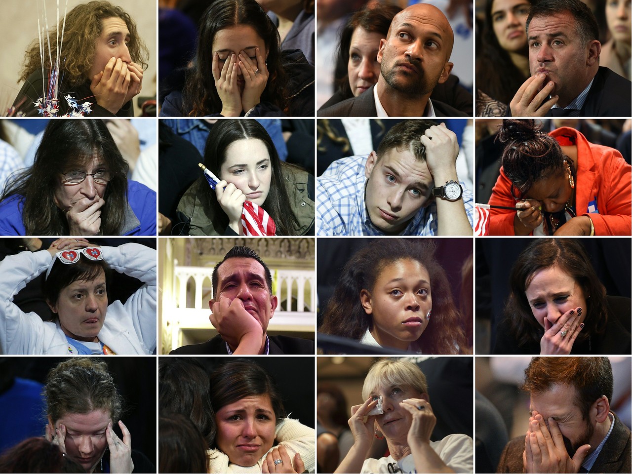 Caras de seguidores de Clinton. No hacen falta comentarios (Fotos AFP).