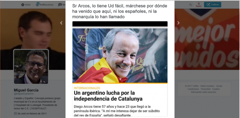 C’s al separatista inmigrante argentino: «Lo tiene fácil, márchese por dónde ha venido»