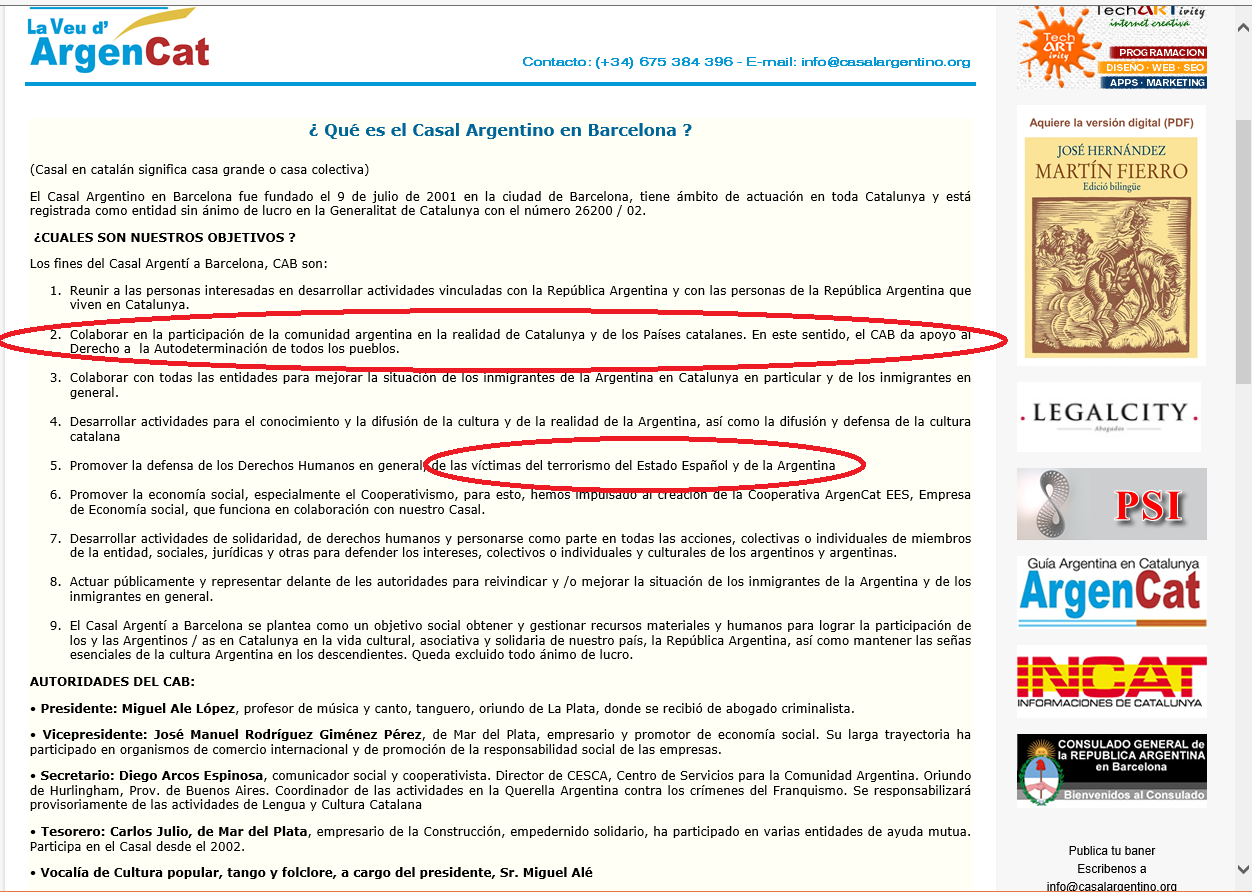 Captura de pantalla 2017-01-01 de los Estatutos de los inmigrantes separatistas de Casal Argentino de Barcelona. Lasvocesdelpueblo.