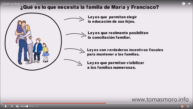 Captura pantalla del vídeo de la campaña La familia sí importa, ¿Quién protege a la familia del centro jurídico Tomás Moro. lasvocesdelpueblo.
