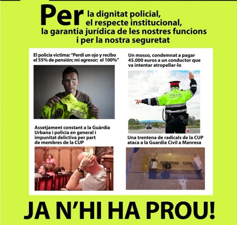 Policía, Mozos de Escuadra y Guardia Civiles exigirán «un respeto» en Barcelona el 17 de enero