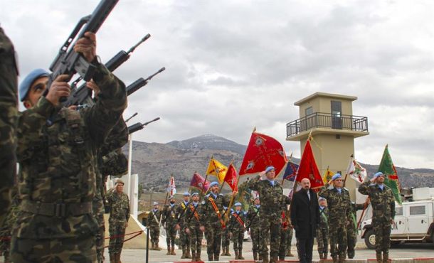 Fotografía cedida por la FINUL del homenaje celebrado por el contingente español desplegado en el sur del Líbano al cabo Francisco Javier Soria Toledo... Efe