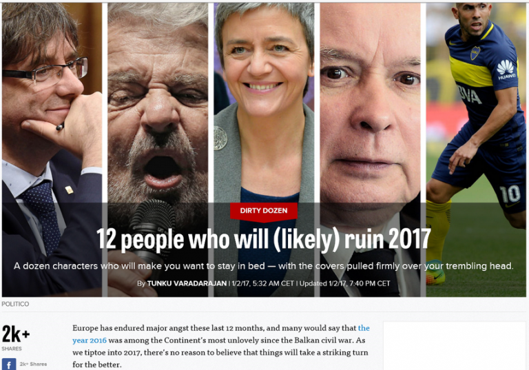 Puigdemont en la lista de los «12 personajes destructores» que llevan a Europa a «la ruina»