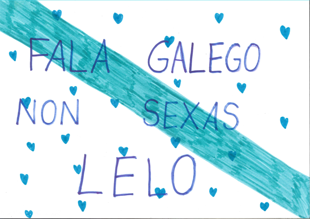 Cartel separatista 'Habla gallego, no sea lelo', 'fala galego non sexas lelo'. El cartel estaba colgado en el vestíbulo y publicado en la web del colegio, porque se le había... Lasvocesdelpueblo.