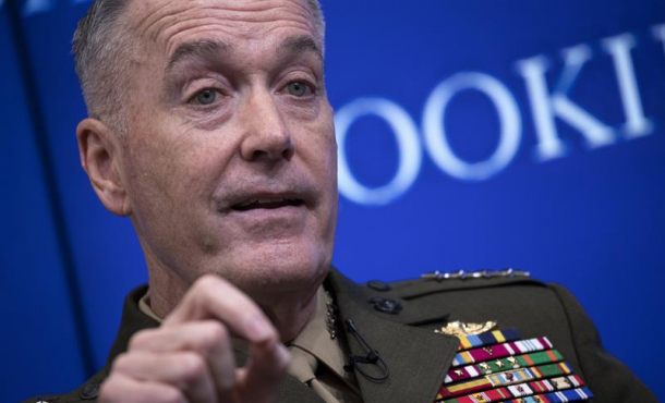 El jefe del Estado Mayor Conjunto, Joseph Dunford, durante una conferencia con tema 'Las amenazas mundiales y las prioridades de la seguridad nacional. Efe