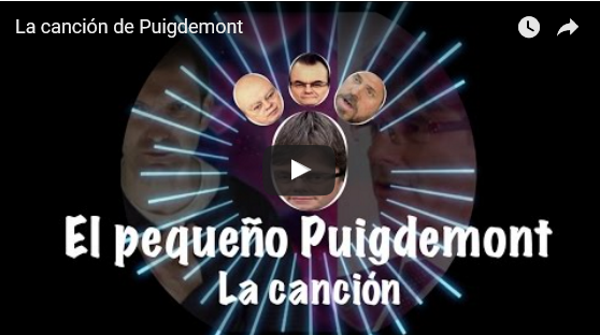 Captura pantalla de la canción contra el separatismo catalán, con el título 'La canción de Puigdemont'. Imagen Lasvocesdelpueblo.