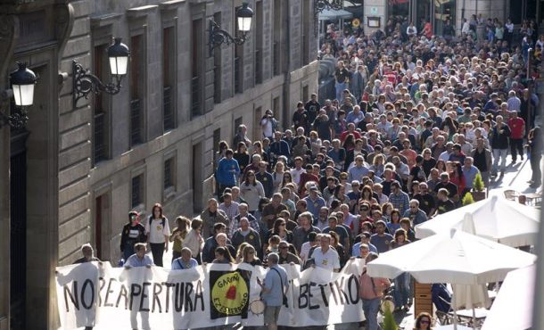 Manifestación el pasado mes de marzo para reclamar el cierre definitivo de la central nuclear de Santa María de Garoña (Burgos). Archivo Efe.