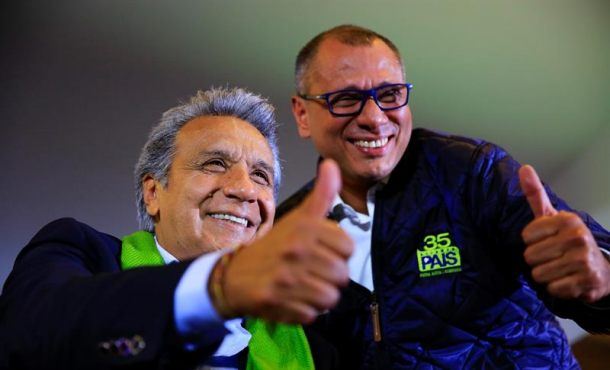 Quito (Ecuador, domingo 2 de abril de 2017. Elecciones a la presidencia del país. Moreno aventaja en más de dos puntos a Lasso con el 94,18 % de los votos escrutados en Ecuador. Efe