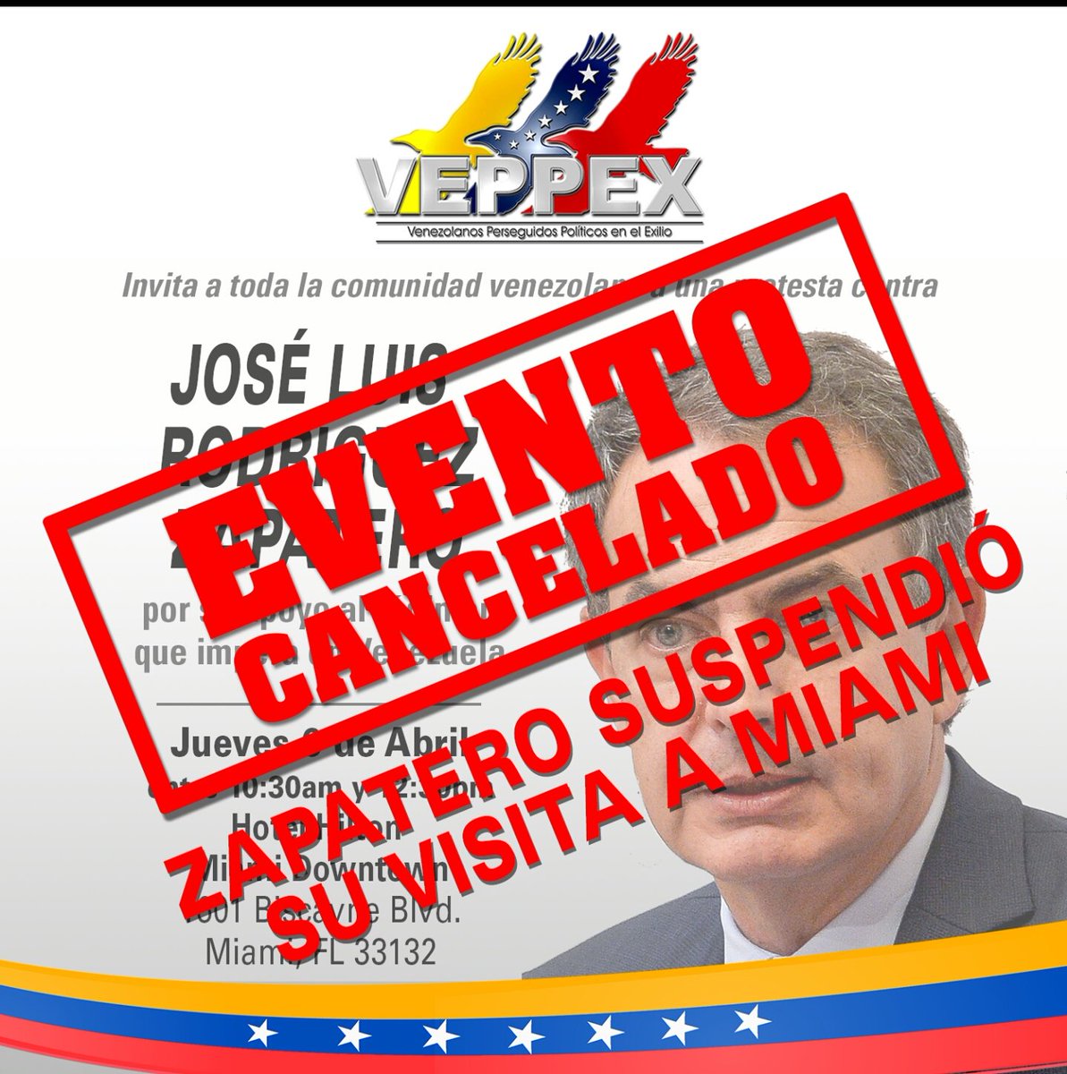 'Rodríguez Zapatero no quiso sentir el rechazo de los venezolanos.Lastima', dicen los exiliados venezolanos en Miami (Estados Unidos). Lasvocesdelpueblo.