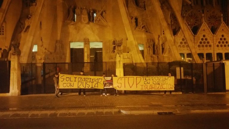 DN muestra su apoyo al pueblo ruso y Putin en 2 acciones en Cataluña ante el terrorismo islamista