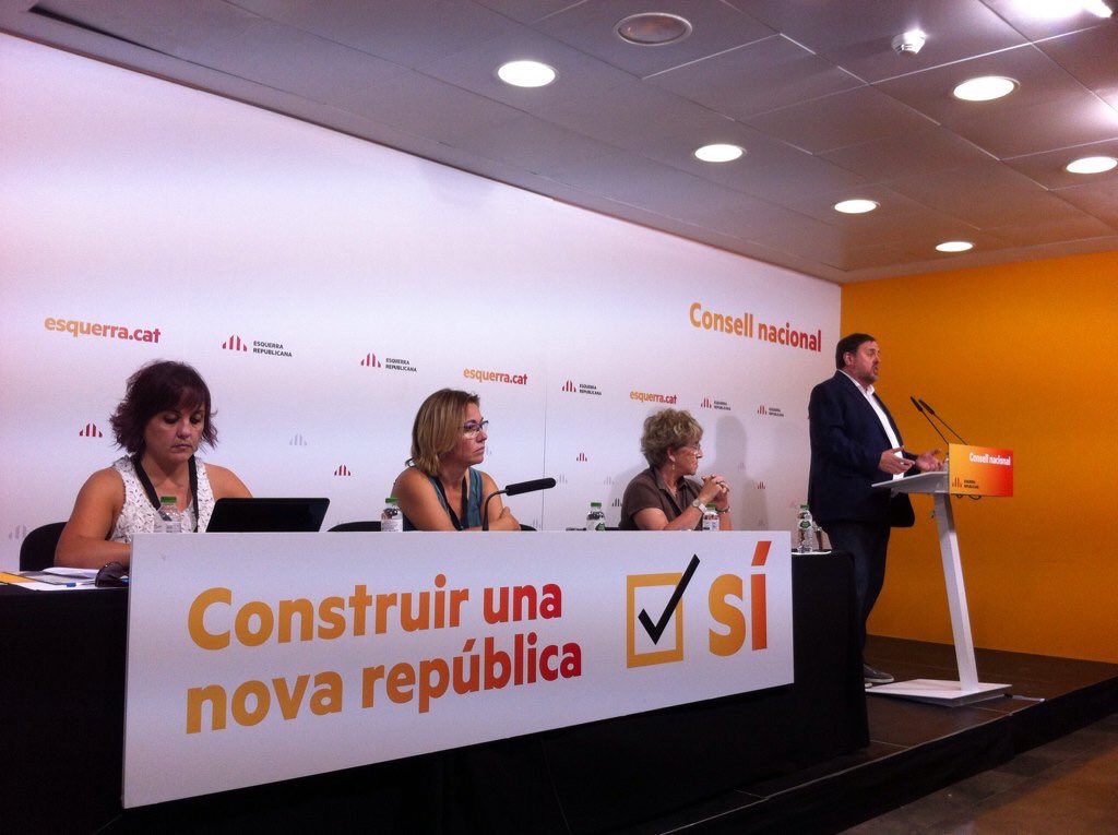 Barcelona, 17 de junio de 2017. El presidente de ERC, Oriol Junqueras, durante su intervención en el consejo Nacional de ERC, tras la aprobación de las cuentas de 2016. Lasvocesdelpueblo.